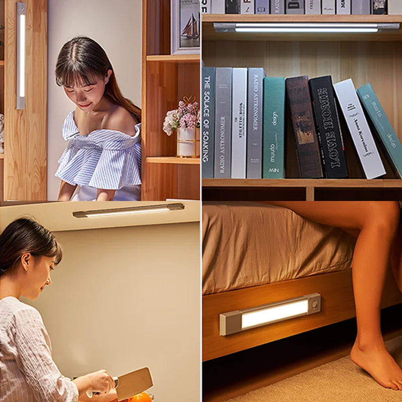 Smart Motion Sensor LED Night Light Bedroom Night Lamp Wireless Dimming USB Charging Night Lamps Cabinet Kitchen Lighting - SUN SHINE STORE
