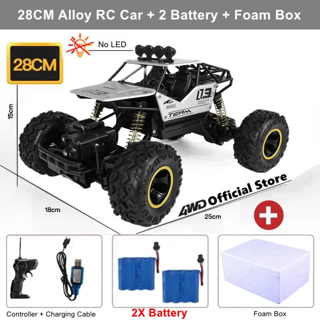 4WD Off-Road RC Car – 4x4 Remote Control Buggy Truck with LED Lights | High-Speed Racing & Drift | Toy Gift for Kids