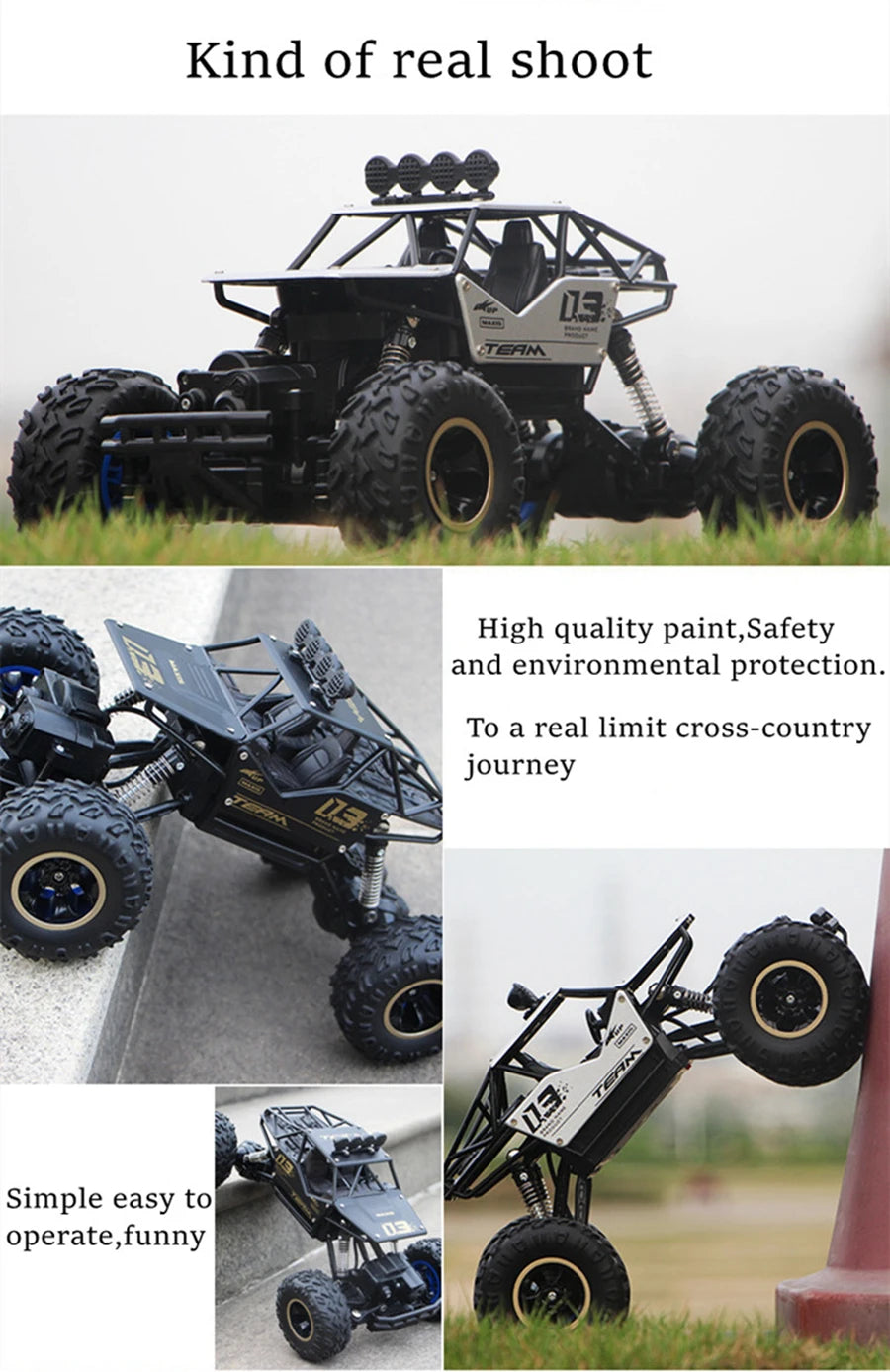 4WD Off-Road RC Car – 4x4 Remote Control Buggy Truck with LED Lights | High-Speed Racing & Drift | Toy Gift for Kids