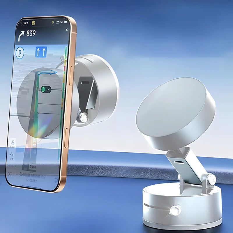 360° Rotatable Magnetic Vacuum Car Phone Holder – Ultra-Strong Suction, Foldable Mount for iPhone 12–16 Series - SUN SHINE STORE