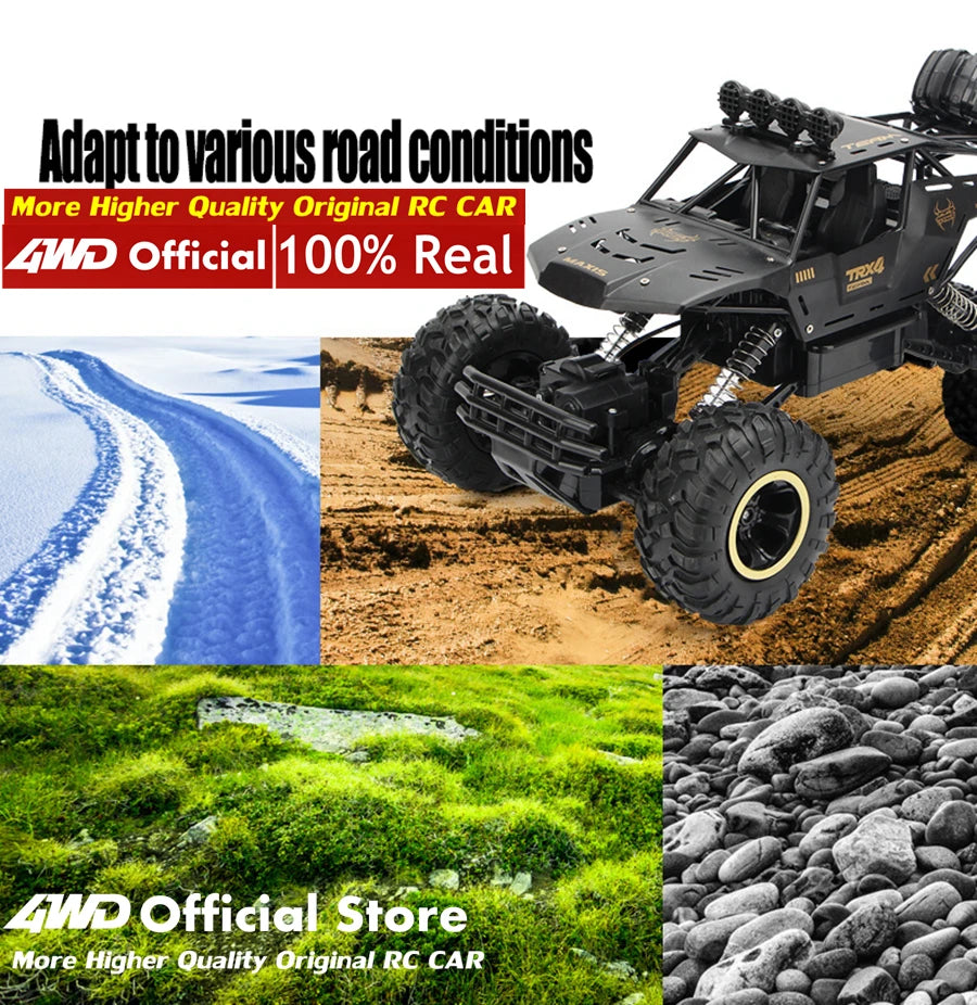 4WD Off-Road RC Car – 4x4 Remote Control Buggy Truck with LED Lights | High-Speed Racing & Drift | Toy Gift for Kids