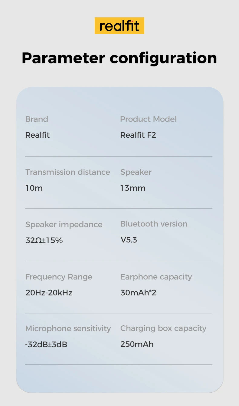 Realfit F2 Bluetooth Earphones – Premium HIFI Sound | TWS Wireless Earbuds for Xiaomi & Realme