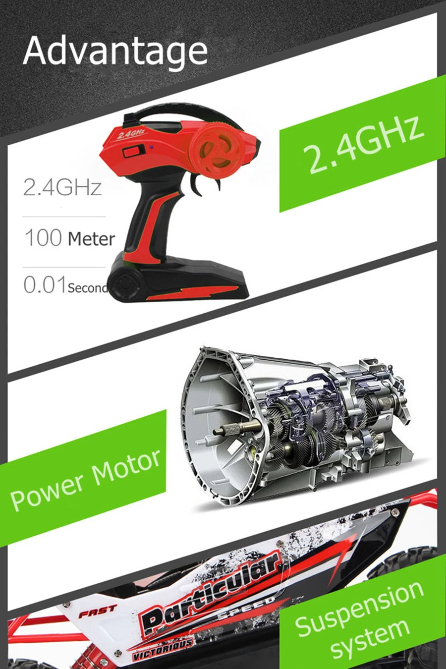 4WD Off-Road RC Car – 4x4 Remote Control Buggy Truck with LED Lights | High-Speed Racing & Drift | Toy Gift for Kids