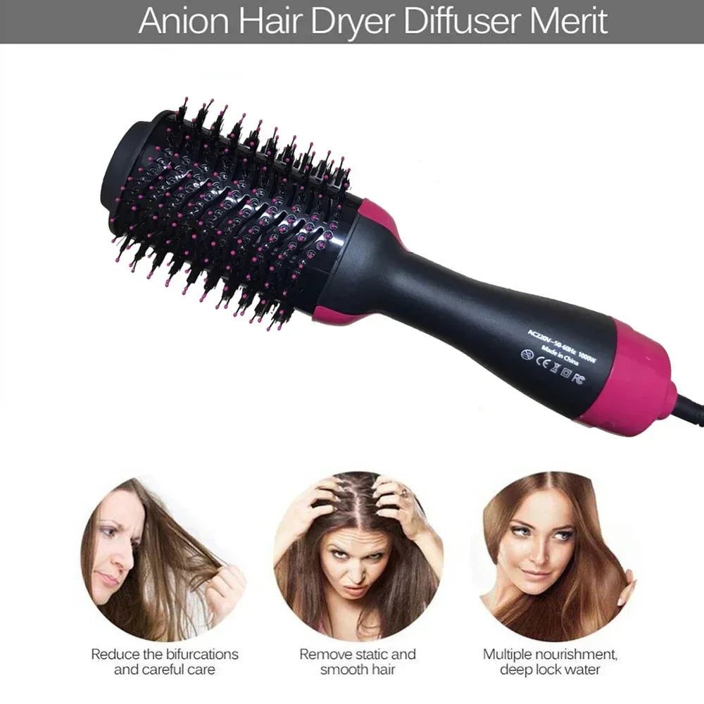 2025 3-in-1 Hot Air Brush – Fluffy Styling Comb for Dry & Wet Hair | Straighten, Curl & Volumize with Negative Ions