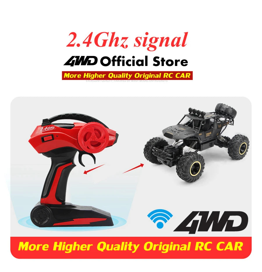 4WD Off-Road RC Car – 4x4 Remote Control Buggy Truck with LED Lights | High-Speed Racing & Drift | Toy Gift for Kids