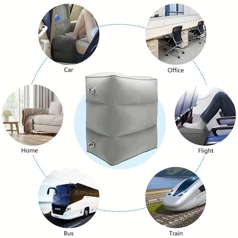 Inflatable Travel Foot Rest Pillow – Adjustable 3-Layer Leg Cushion for Airplane, Office & Car - SUN SHINE STORE