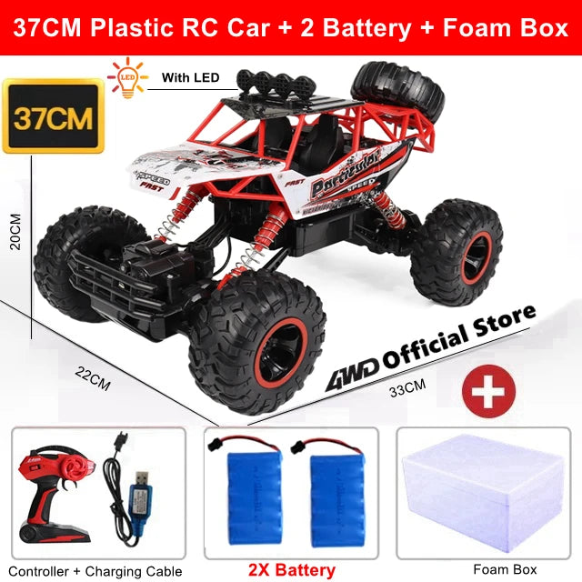 4WD Off-Road RC Car – 4x4 Remote Control Buggy Truck with LED Lights | High-Speed Racing & Drift | Toy Gift for Kids