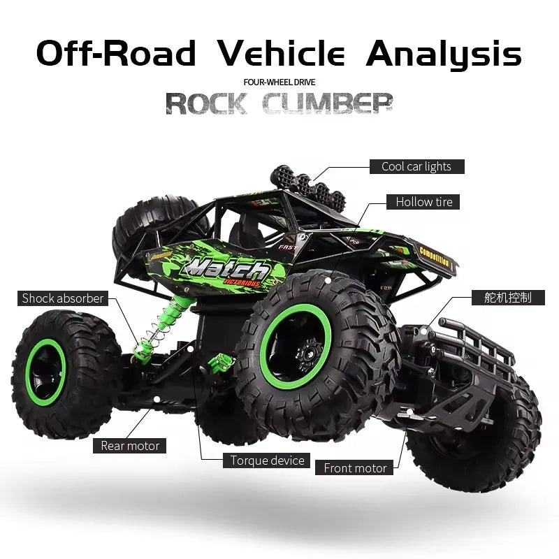4WD Off-Road RC Car – 4x4 Remote Control Buggy Truck with LED Lights | High-Speed Racing & Drift | Toy Gift for Kids