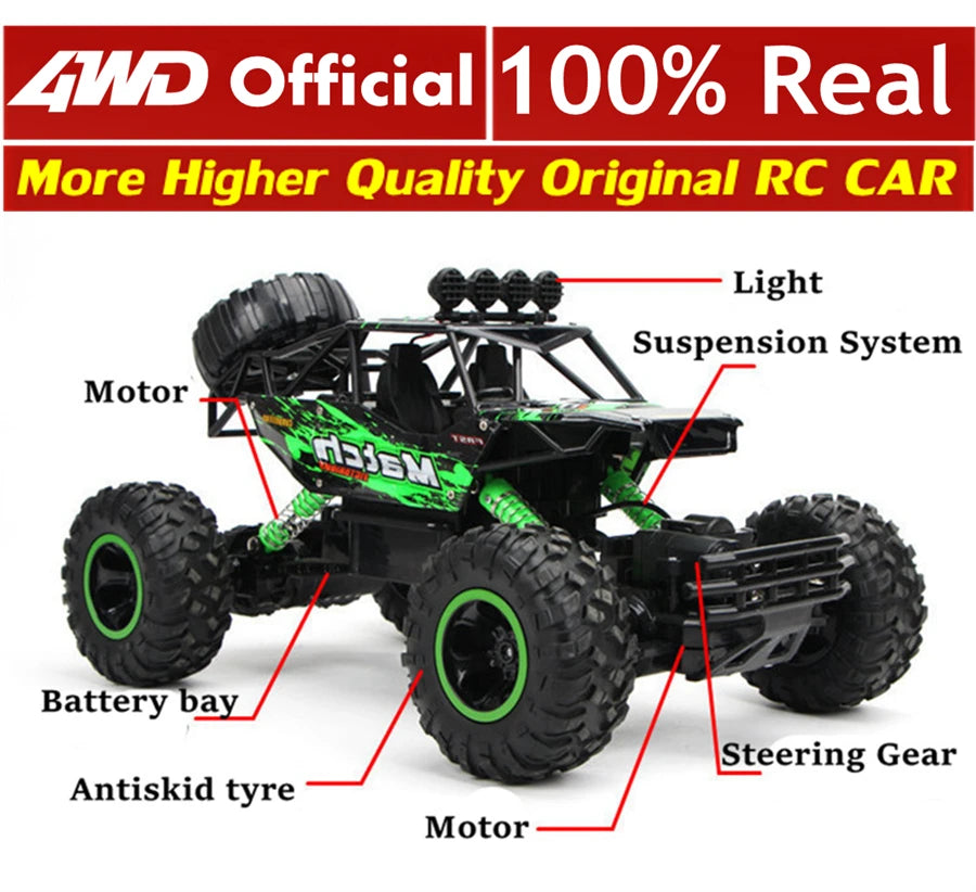 4WD Off-Road RC Car – 4x4 Remote Control Buggy Truck with LED Lights | High-Speed Racing & Drift | Toy Gift for Kids