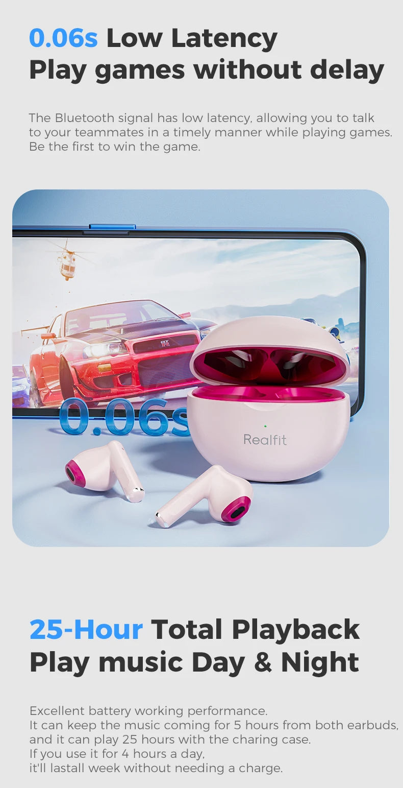 Realfit F2 Bluetooth Earphones – Premium HIFI Sound | TWS Wireless Earbuds for Xiaomi & Realme