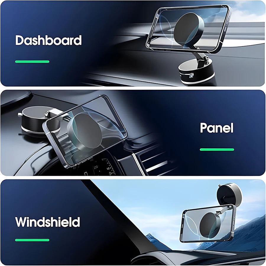 360° Rotatable Magnetic Vacuum Car Phone Holder – Ultra-Strong Suction, Foldable Mount for iPhone 12–16 Series - SUN SHINE STORE