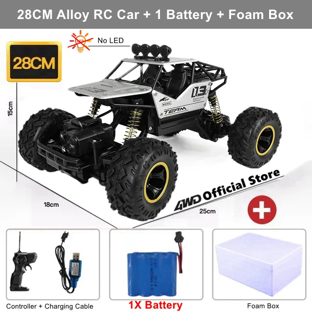 4WD Off-Road RC Car – 4x4 Remote Control Buggy Truck with LED Lights | High-Speed Racing & Drift | Toy Gift for Kids