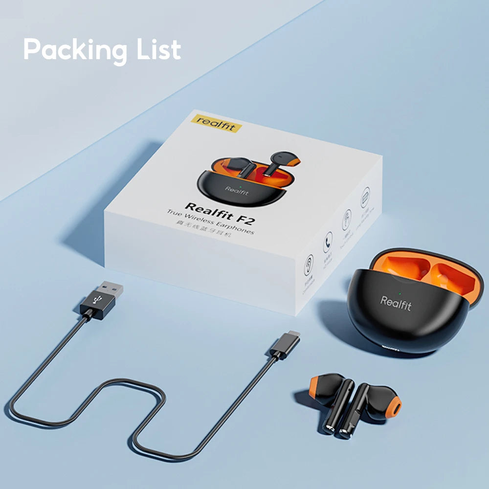 Realfit F2 Bluetooth Earphones – Premium HIFI Sound | TWS Wireless Earbuds for Xiaomi & Realme