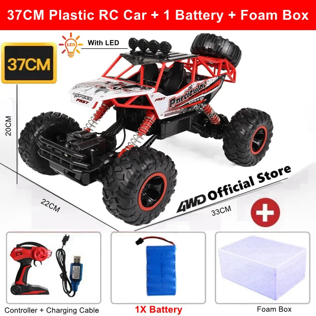 4WD Off-Road RC Car – 4x4 Remote Control Buggy Truck with LED Lights | High-Speed Racing & Drift | Toy Gift for Kids