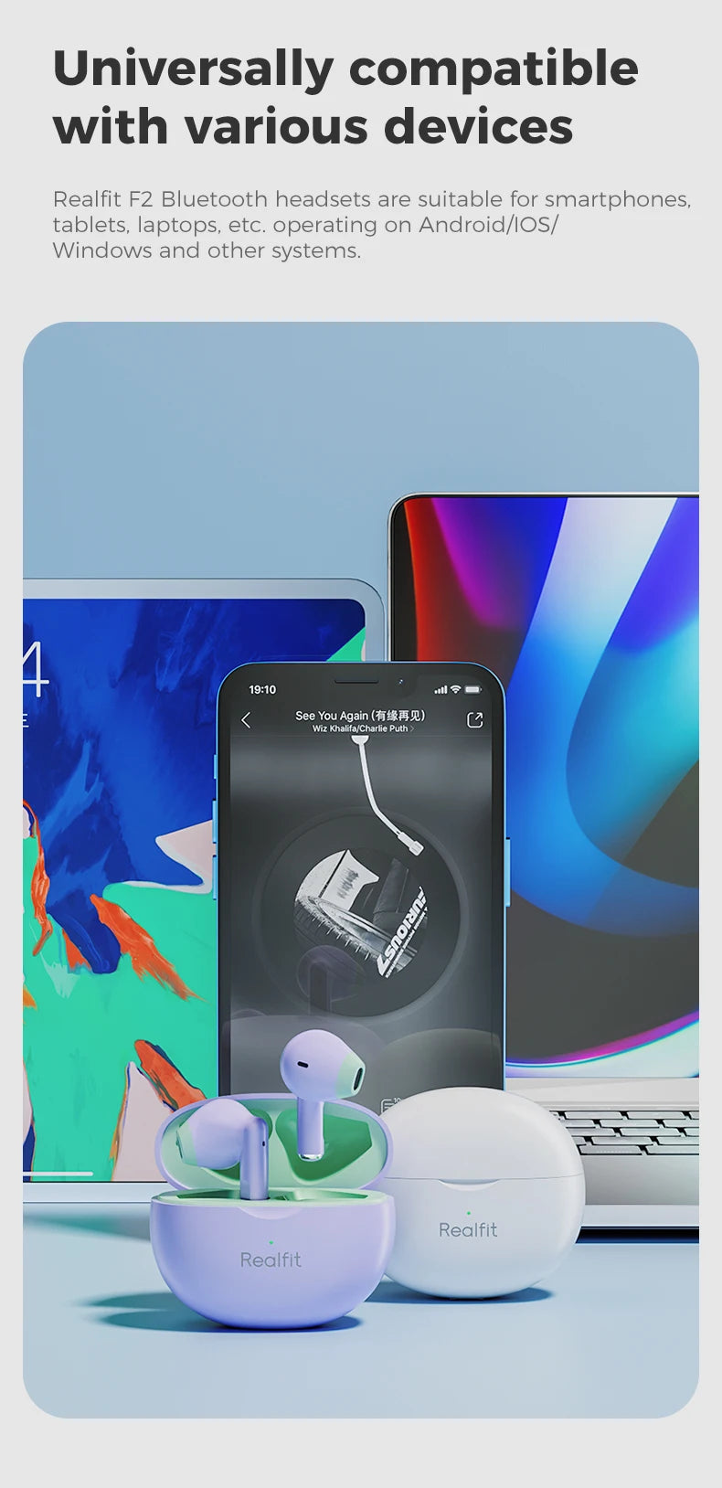 Realfit F2 Bluetooth Earphones – Premium HIFI Sound | TWS Wireless Earbuds for Xiaomi & Realme