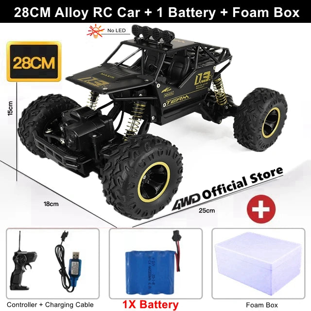 4WD Off-Road RC Car – 4x4 Remote Control Buggy Truck with LED Lights | High-Speed Racing & Drift | Toy Gift for Kids