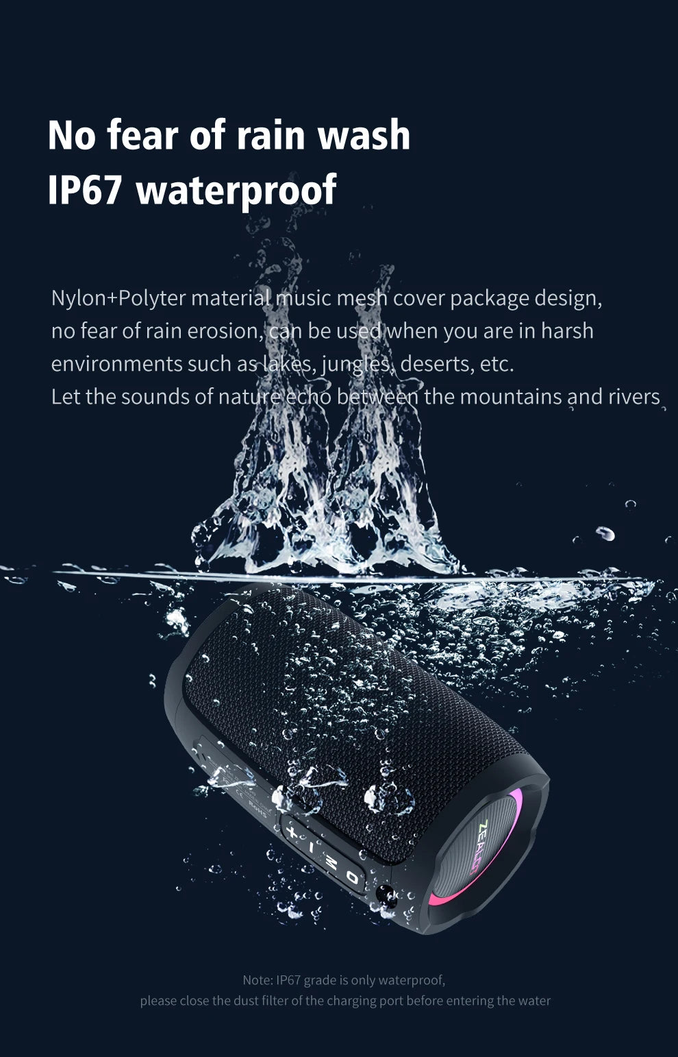 ZEALOT S49 Bluetooth Speaker – 20W Loud Sound, IPX7 Waterproof, 10H Playtime
