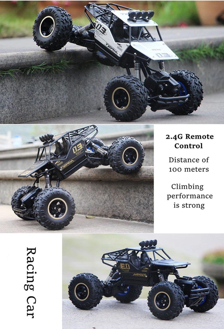 4WD Off-Road RC Car – 4x4 Remote Control Buggy Truck with LED Lights | High-Speed Racing & Drift | Toy Gift for Kids