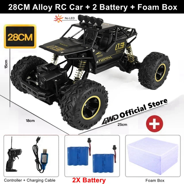 4WD Off-Road RC Car – 4x4 Remote Control Buggy Truck with LED Lights | High-Speed Racing & Drift | Toy Gift for Kids