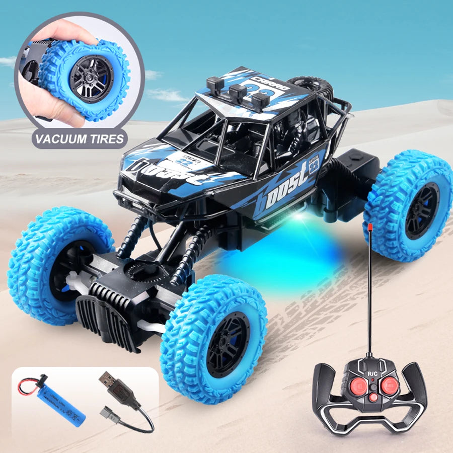 Off-Road Remote Control Car for Kids – Colorful Flashing Lights & Rubber Wheels – 4CH RC Toy Vehicle with Rechargeable Battery - SUN SHINE STORE