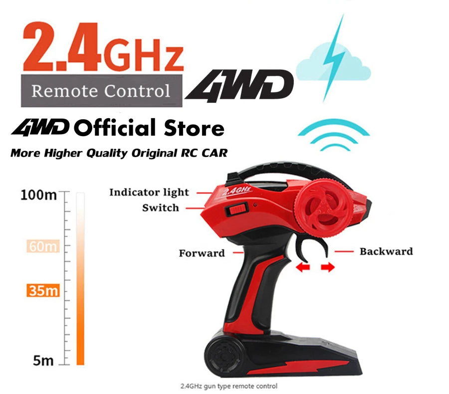 4WD Off-Road RC Car – 4x4 Remote Control Buggy Truck with LED Lights | High-Speed Racing & Drift | Toy Gift for Kids