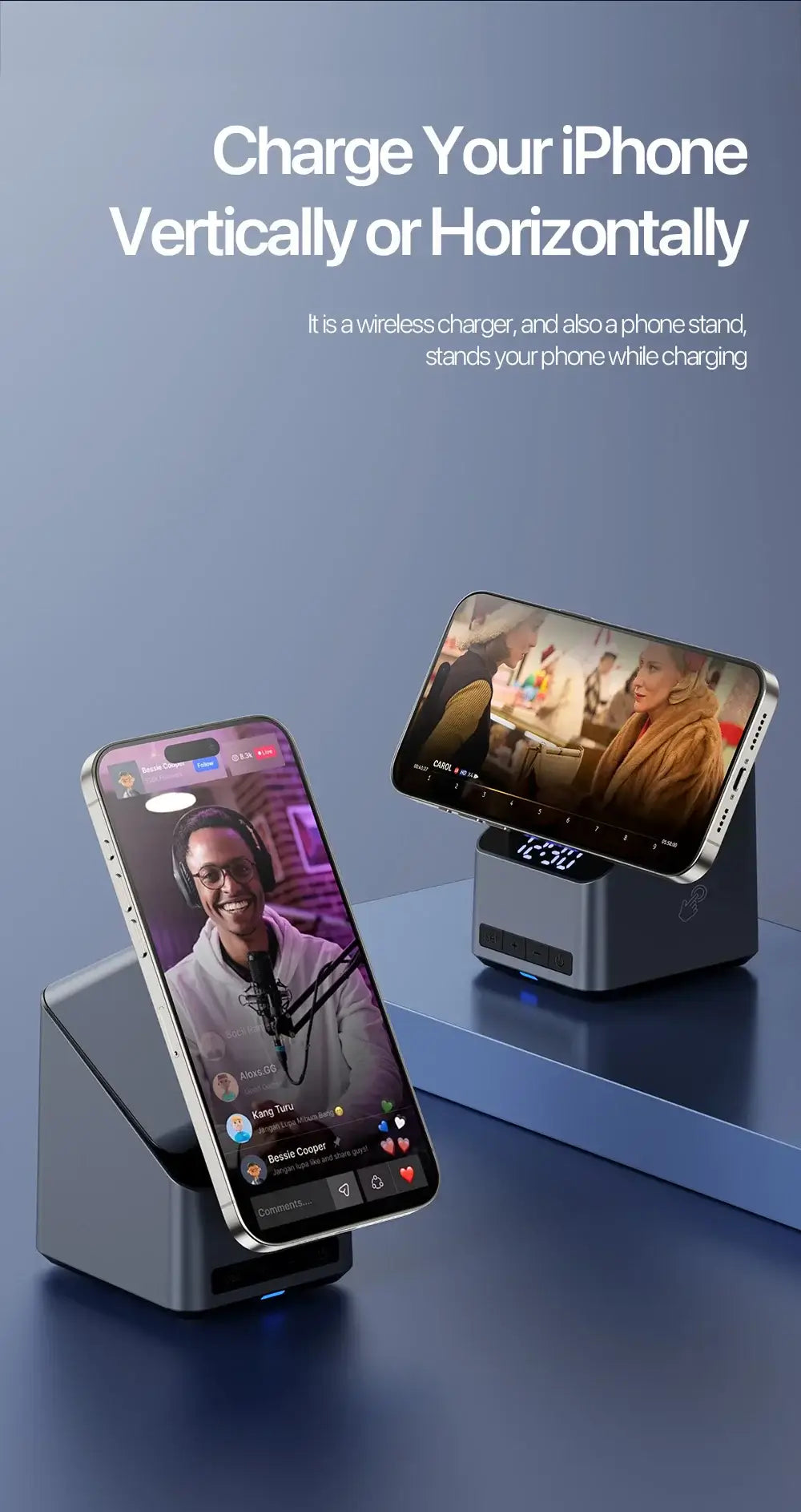 Magnetic 4-in-1 Wireless Charger Auto Rotation Fast Charging or IPhone