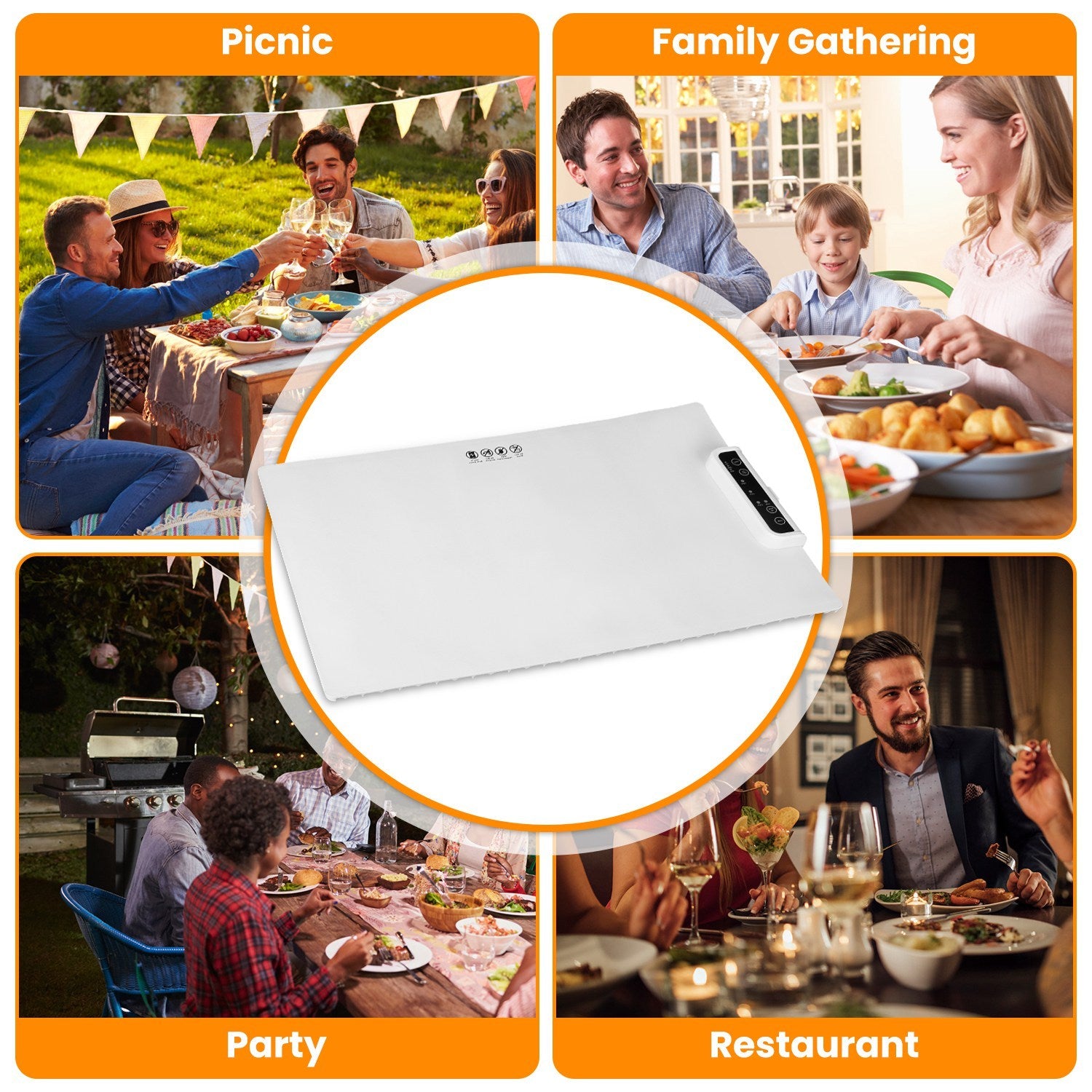 Electric Warming Tray Smart Food Warmer Roll Up Heating Pad With Adjustable Temperature Control 3 Auto Timer Settings - SUN SHINE STORE