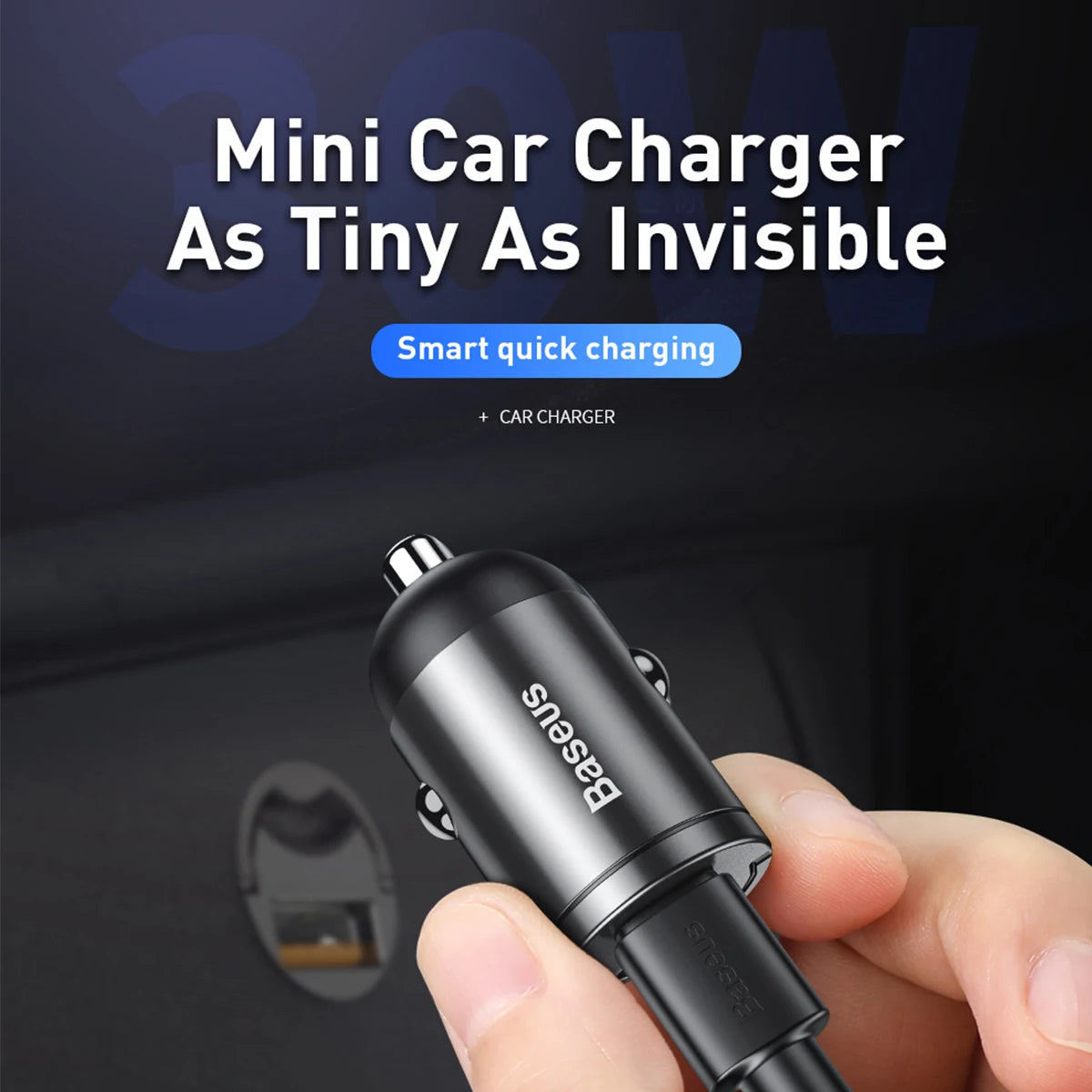 BASEUS 30W USB-C Car Charger – Quick Charge 4.0 & PD 3.0 Fast Charging Adapter