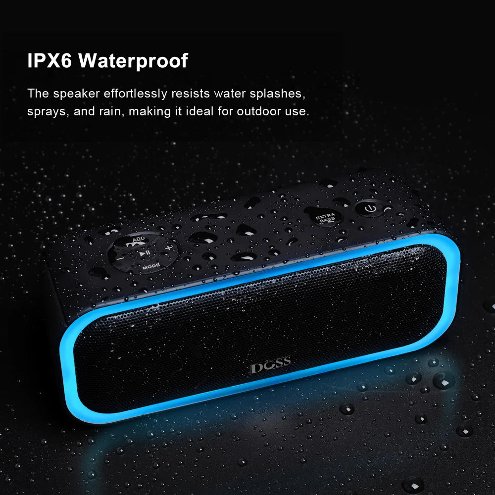 DOSS Bluetooth 5.0 Speaker Powerful 20W Stereo Sound Extra Bass Sound Box IPX6 Waterproof TWS Pairing Wireless Portable Speakers