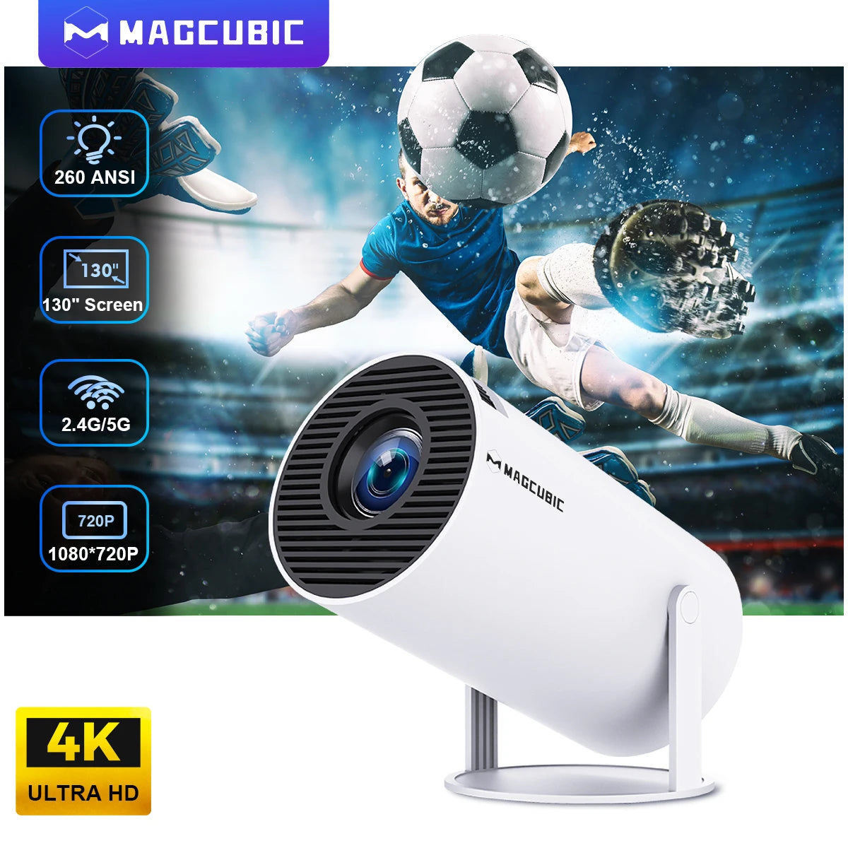 Android Projector Magcubic HY300 PRO 4K Support WiFi 6 Bluetooth Portable Home Cinema