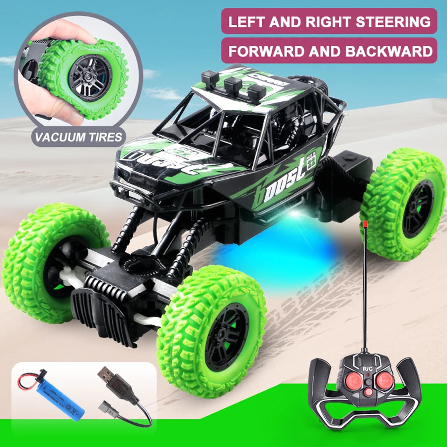 Off-Road Remote Control Car for Kids – Colorful Flashing Lights & Rubber Wheels – 4CH RC Toy Vehicle with Rechargeable Battery - SUN SHINE STORE