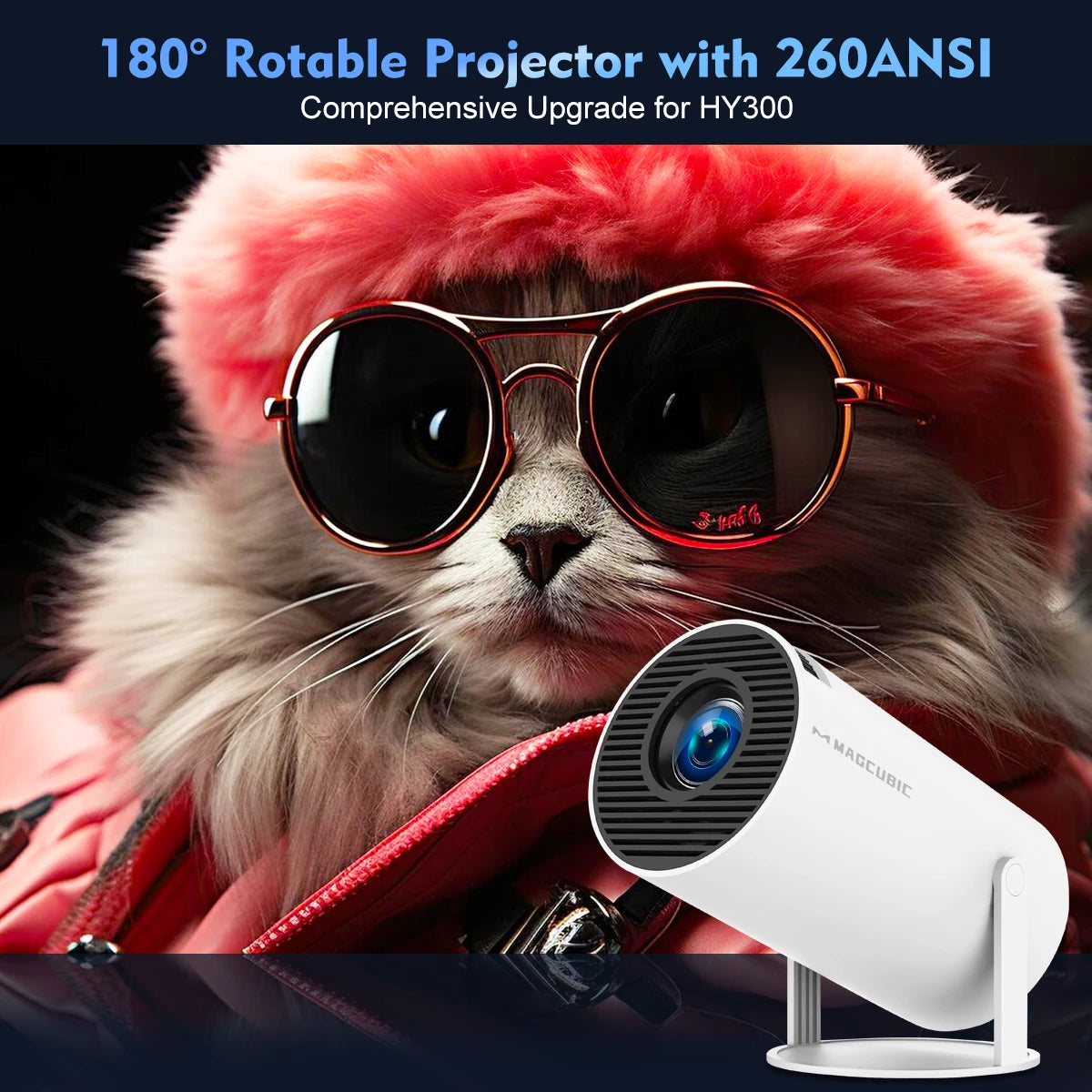 Android Projector Magcubic HY300 PRO 4K Support WiFi 6 Bluetooth Portable Home Cinema