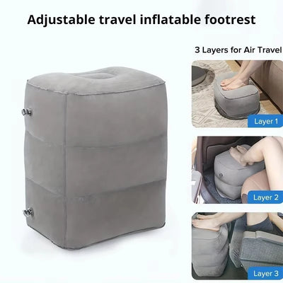 Inflatable Travel Foot Rest Pillow – Adjustable 3-Layer Leg Cushion for Airplane, Office & Car - SUN SHINE STORE