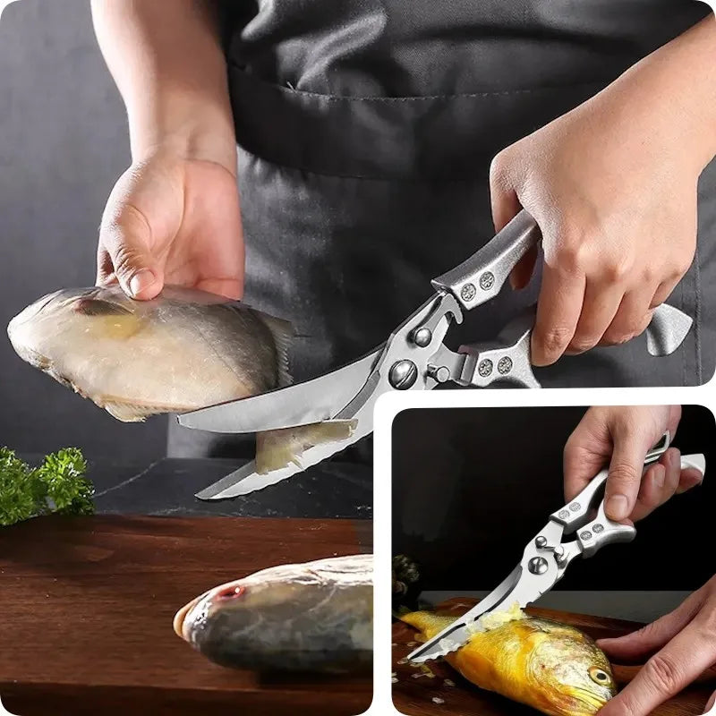 Heavy Duty Stainless Steel Food Scissors Multifunctional Kitchen Scissors Chicken Bone Duck Fish Cutter Fish  Clean Cook Scissor