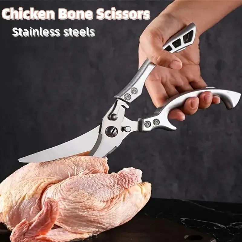 Heavy Duty Stainless Steel Food Scissors Multifunctional Kitchen Scissors Chicken Bone Duck Fish Cutter Fish  Clean Cook Scissor