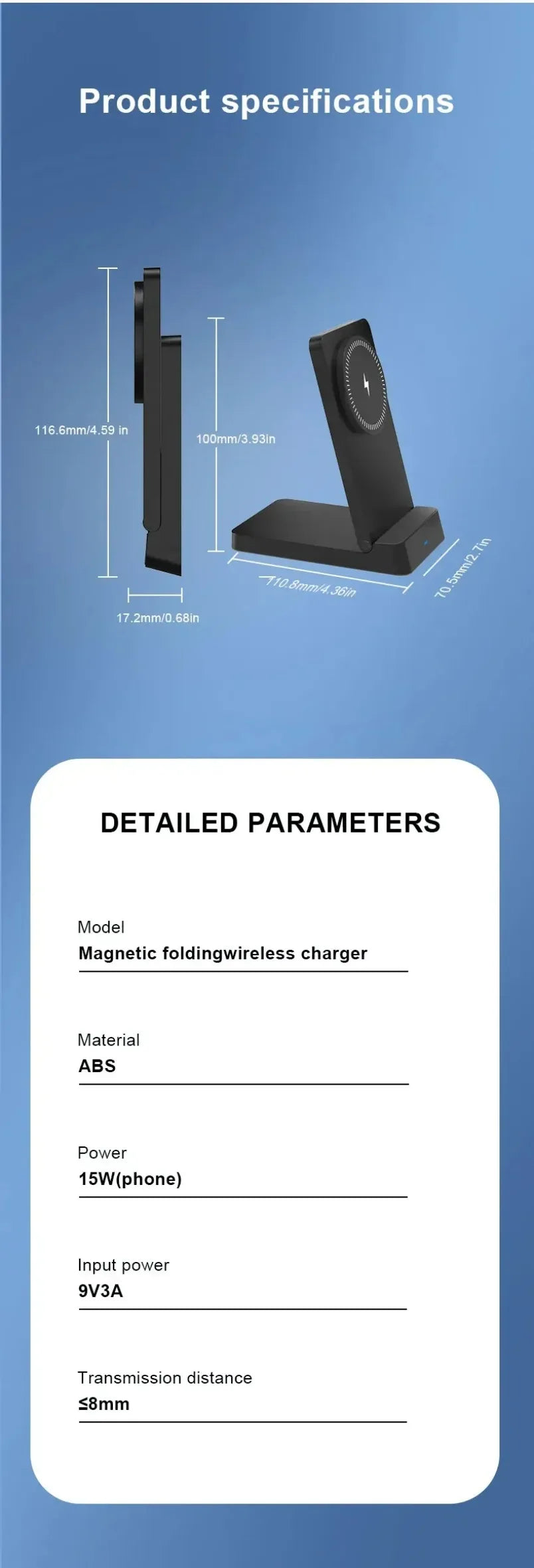 MagSafe Charger  Magnetic 30W Wireless Charger – Foldable Desktop Fast Charging Station with Phone Holder for MagSafe iPhone 16 / 15 / 14 / 13 / 12 Pro