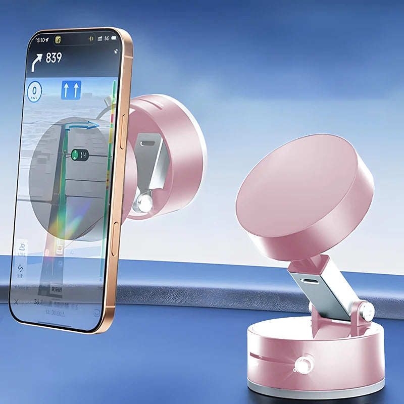 360° Rotatable Magnetic Vacuum Car Phone Holder – Ultra-Strong Suction, Foldable Mount for iPhone 12–16 Series - SUN SHINE STORE