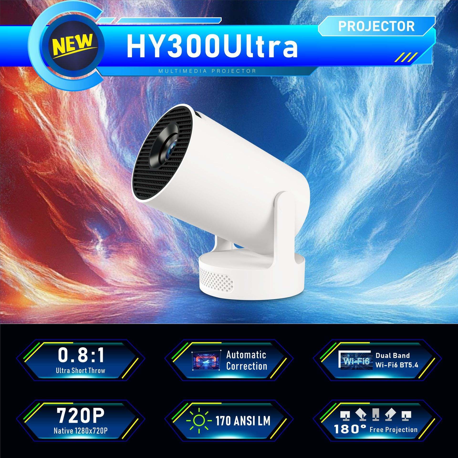  Compact Mini Projector 720p – HY300